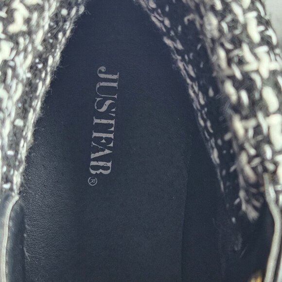 JustFab Women’s Rayln Lace-Up Black Chunky Boot‎ 90’s Fashion Shoes Plaid Detail - Picture 7 of 11